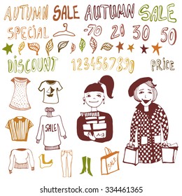 Autumn sale set of vector illustrations