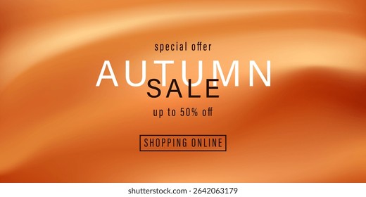 Autumn sale shop banner. Gradient soft background in walm shades. Red, orange retro mood backdrop. Defocused abstract landscape.