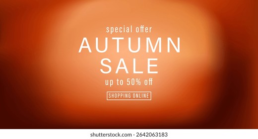 Autumn sale shop banner. Gradient soft background in walm shades. Red, orange retro mood backdrop. Defocused abstract landscape.