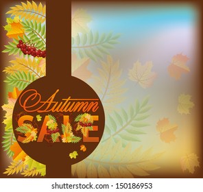 Autumn sale shop card, vector illustration