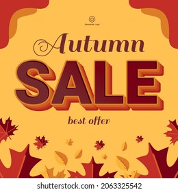 Autumn Sale Sign For Instagram Post Or Business Banner Advertising