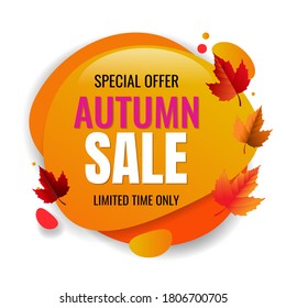 Autumn Sale Speech Bubble With Autumn Leaves Background With Gradient Mesh, Vector Illustration