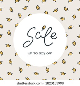 Autumn Sale. Square banner on background of autumn leaves. Can be used as autumn sale poster of discount promo web banner. Vector 8 EPS