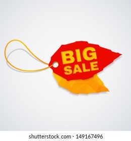 Autumn sale tag. Vector illustration.