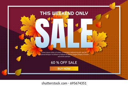 autumn sale template banner Vector background for banner, poster, flyer