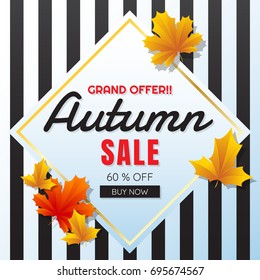 autumn sale template banner Vector background for banner, poster, flyer