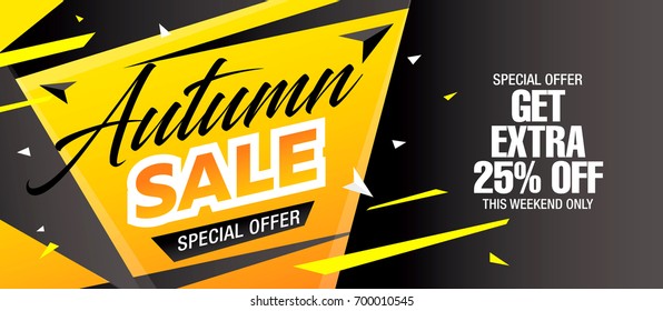 autumn sale template banner, vector illustration