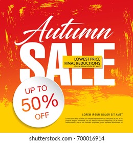 autumn sale template banner, vector illustration