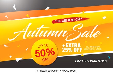 autumn sale template banner, vector illustration