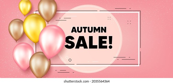 Autumn Sale text. Balloons frame promotion banner. Special offer price sign. Advertising Discounts symbol. Autumn sale text frame background. Party balloons banner. Vector