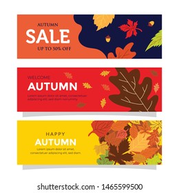 Autumn sale text banners templates design. sale up to 50% off