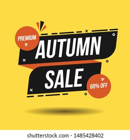 Autumn sale text vector banner with colorful seasonal fall leaves in orange background for shopping discount promotion. Vector illustration.
