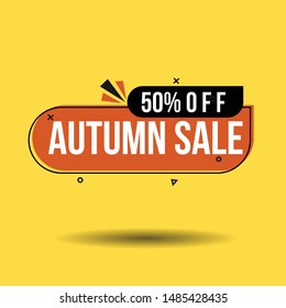 Autumn sale text vector banner with colorful seasonal fall leaves in orange background for shopping discount promotion. Vector illustration.
