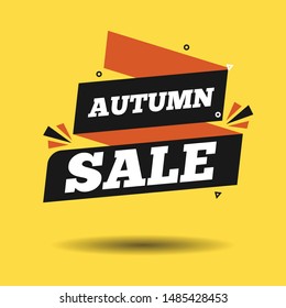 Autumn sale text vector banner with colorful seasonal fall leaves in orange background for shopping discount promotion. Vector illustration.
