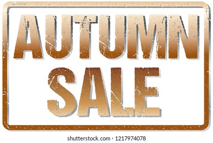 Autumn Sale Typography Isolated on White. Rubber Stamp Imitation Effect