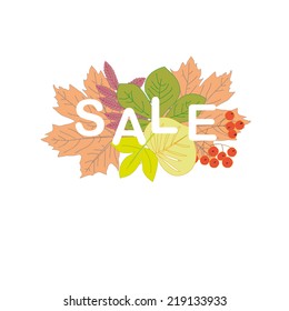 Autumn sale vector abstract background and leafs