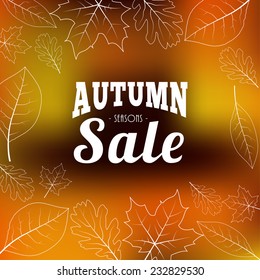 Autumn sale vector background with white leafs 