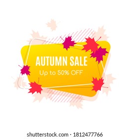 Autumn sale vector banner abstract background design with fall leaves, autumn typography and discount text. Vector illustration isolated on white background
