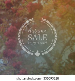 Autumn Sale Vector Banner on Vector Photorealistic Blur Background