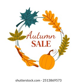 Autumn sale vector design. Fall 
advertising badge. 