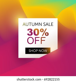 Autumn sale vector design template, fluid colors bright background