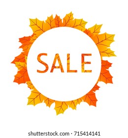 Autumn sale vector illustration with leaf fall.