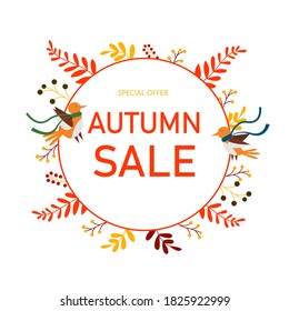 Autumn sale vector poster design. Poster design for the store. Vector illustration. EPS 10