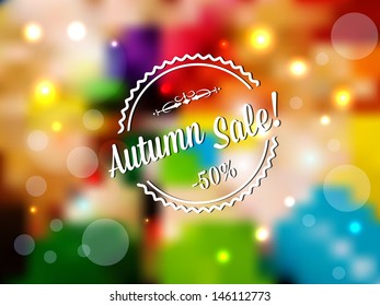 Autumn sale vector retro poster with abstract background