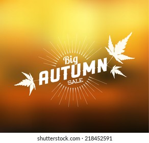 Autumn sale vector retro poster with abstract blurred fall background