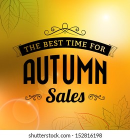 autumn sale vintage vector typography poster. layered.