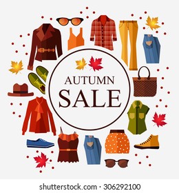 Autumn sale. women's clothing. frame. Vector Illustration