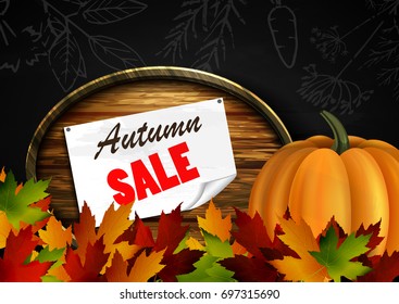 autumn sale wooden signboard