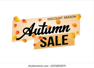 autumn sale word text concept icon logo sign symbol vector note mega shopping style for use landing page, template, social media, web, mobile app, poster, banner, flyer, background, gift card, coupon
