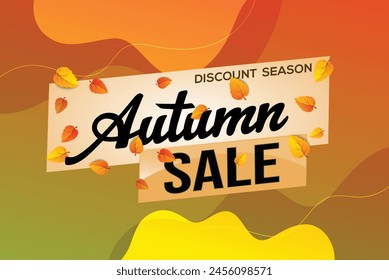 autumn sale word text concept icon logo sign symbol vector note mega shopping style for use landing page, template, social media, web, mobile app, poster, banner, flyer, background, gift card, coupon
