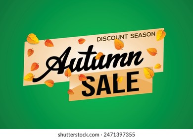 autumn sale word text concept icon logo sign symbol vector note mega shopping style for use landing page, template, social media, web, mobile app, poster, banner, flyer, background, gift card, coupon
