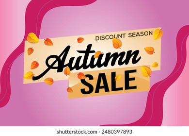 autumn sale word text concept icon logo sign symbol vector note mega shopping style for use landing page, template, social media, web, mobile app, poster, banner, flyer, background, gift card, coupon
