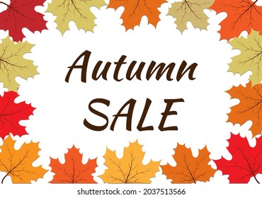 Autumn sale.Horizontal vector background with autumn leaves. 