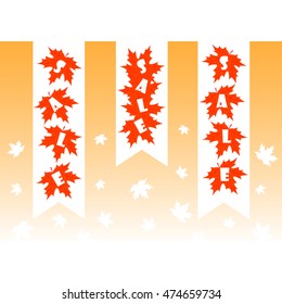 Autumn Sale,Ribbon Banner Set, Vector Illustration
