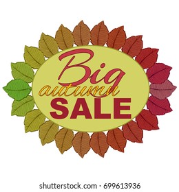Autumn sales banner with bright fall leaves. Vector illustration