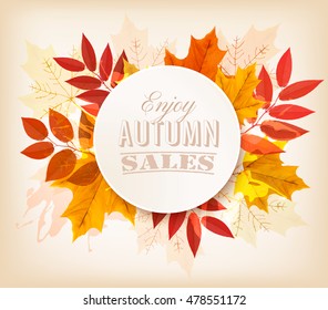 Cartel de ventas del otoño. Vector.