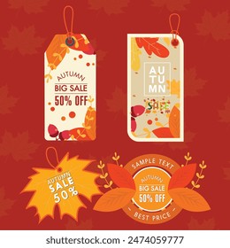 
Autumn sales tags templates vertical circles leaves decor