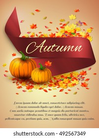 Autumn satin ribbon banner