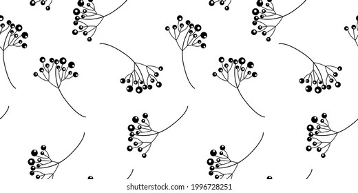 autumn scandinavian simple twig pattern on white isolated background, vector cute twig pattern