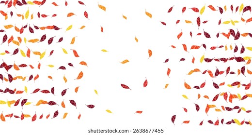 Autumn scattered dry leaves vector illustration. Scarlet orange maroon colors dry autumn leaves charming botanical background. Creative tree foliage organic illustration.