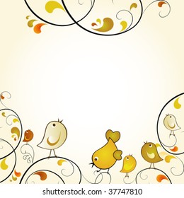 autumn scene with birds