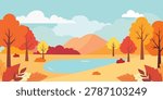 autumn scene flat design landscape illustration