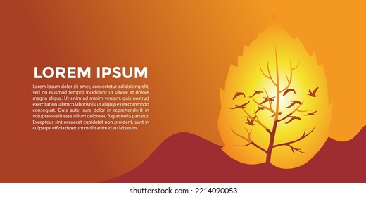 autumn scenery background vector design. Illustration of a golden color of sky and leaves. for posters, banners, websites and more