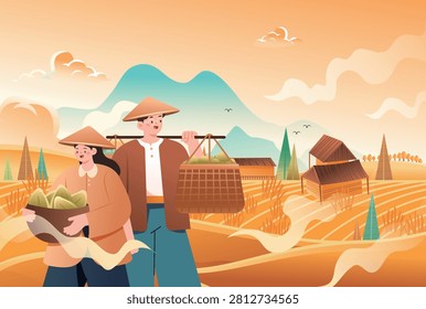Autumn scenery festival background vector illustration