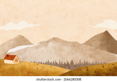 Autumn scenery mountains landscape background illustration