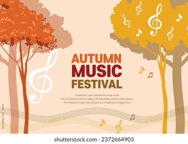 Autumn scenery and musical melodies and notes